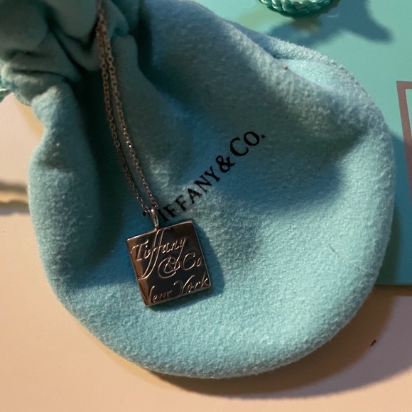 Tiffany & Co. New York Notes Square Pendant Necklace 16" w/Pouch - Picture 1 of 1